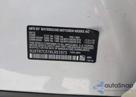 2019 BMW X3 Sdrive30I from USA, damaged, VIN 5UXTR7C51KLR51973